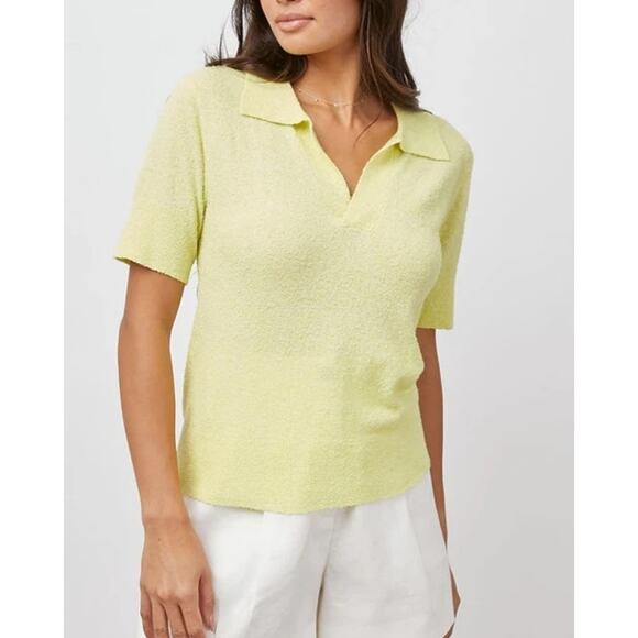 Rails Augusta Polo Sweater in Lemon Mousse Size Medium - Picture 1 of 10